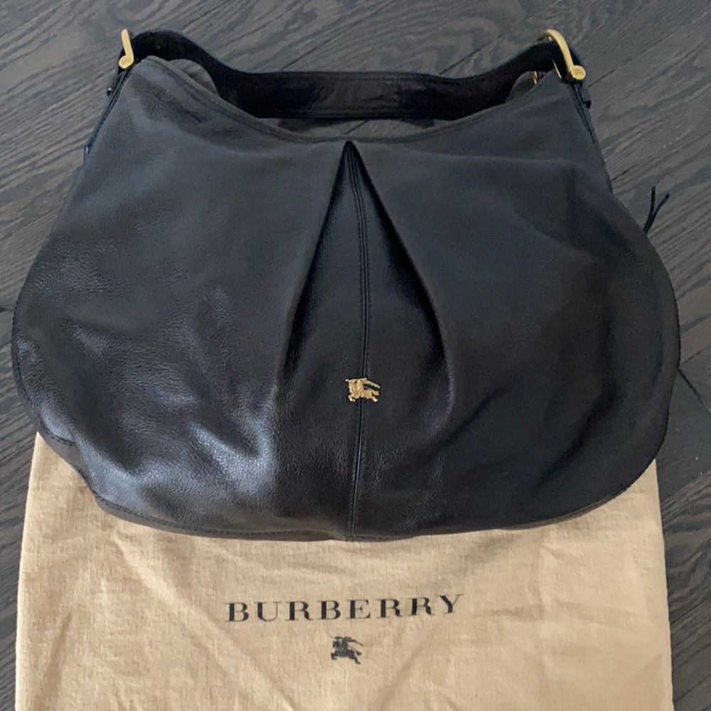 Large Burberry Leather Hobo ‘Malika’ Bag